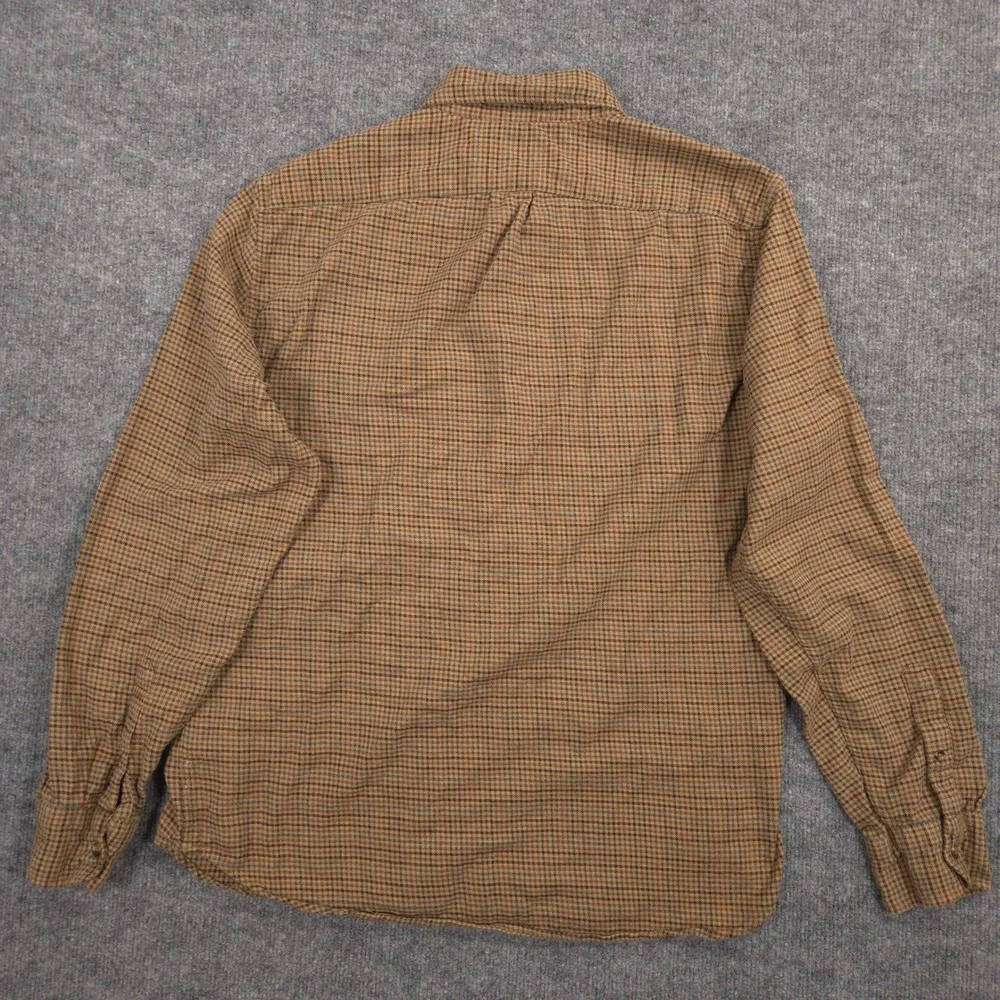 J Crew Flannel Shirt Mens L Brown Houndstooth Cashmere Blend Slim Fit Outdoor
